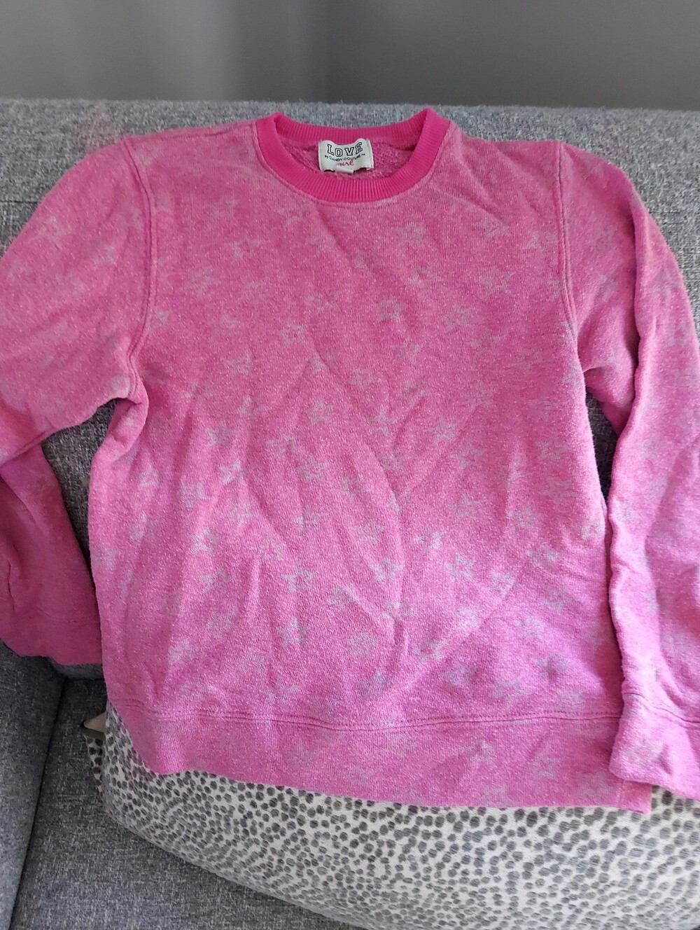Love Pink Crewneck Pullover Sweater - Heathered Pink